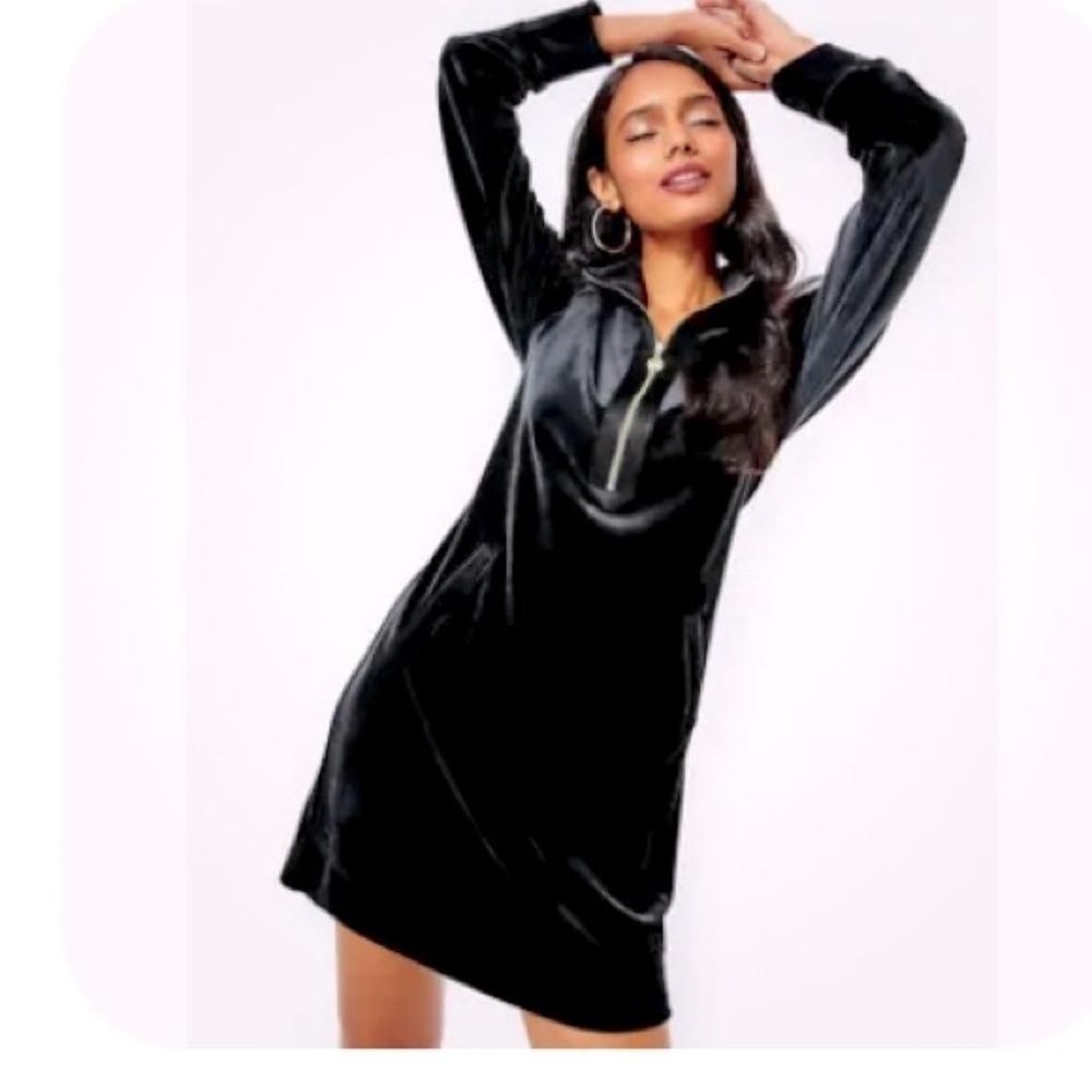 EUC Lilly Pulitzer Skipper Velour Popover Dress Black Size XXL